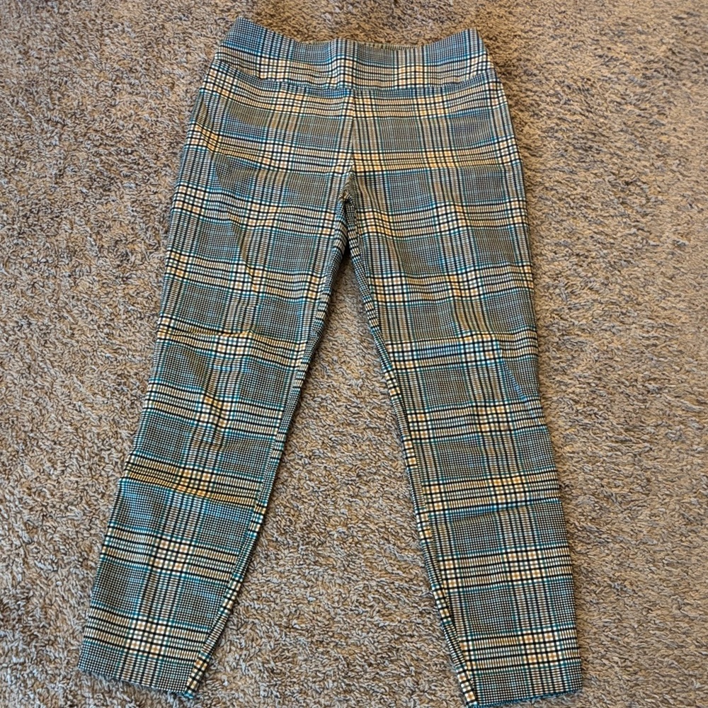 New York & Company Kids Plaid Pants - Blue and Tan